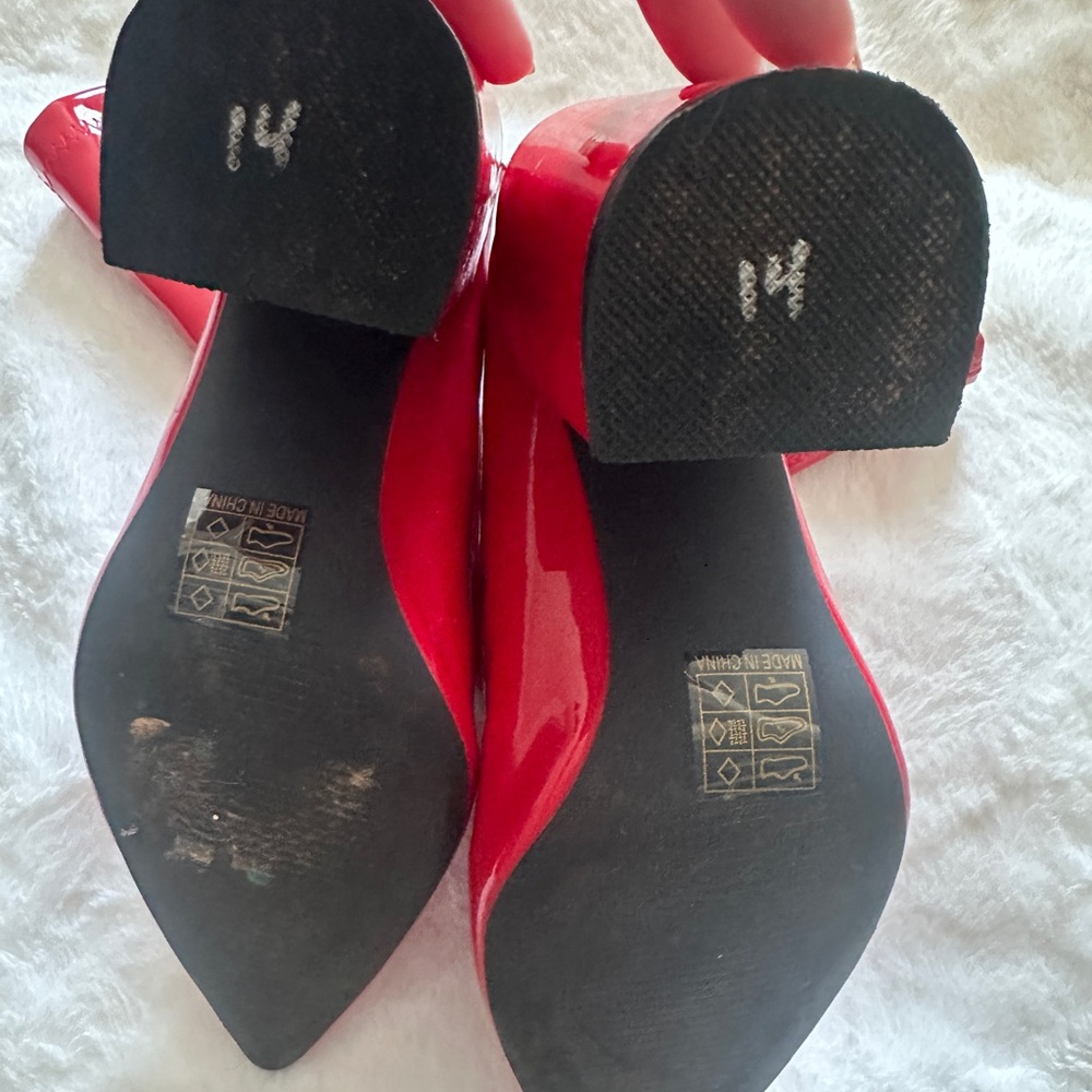 Ego Shiny Red Pointed Toe Block Heel Boots - image 3